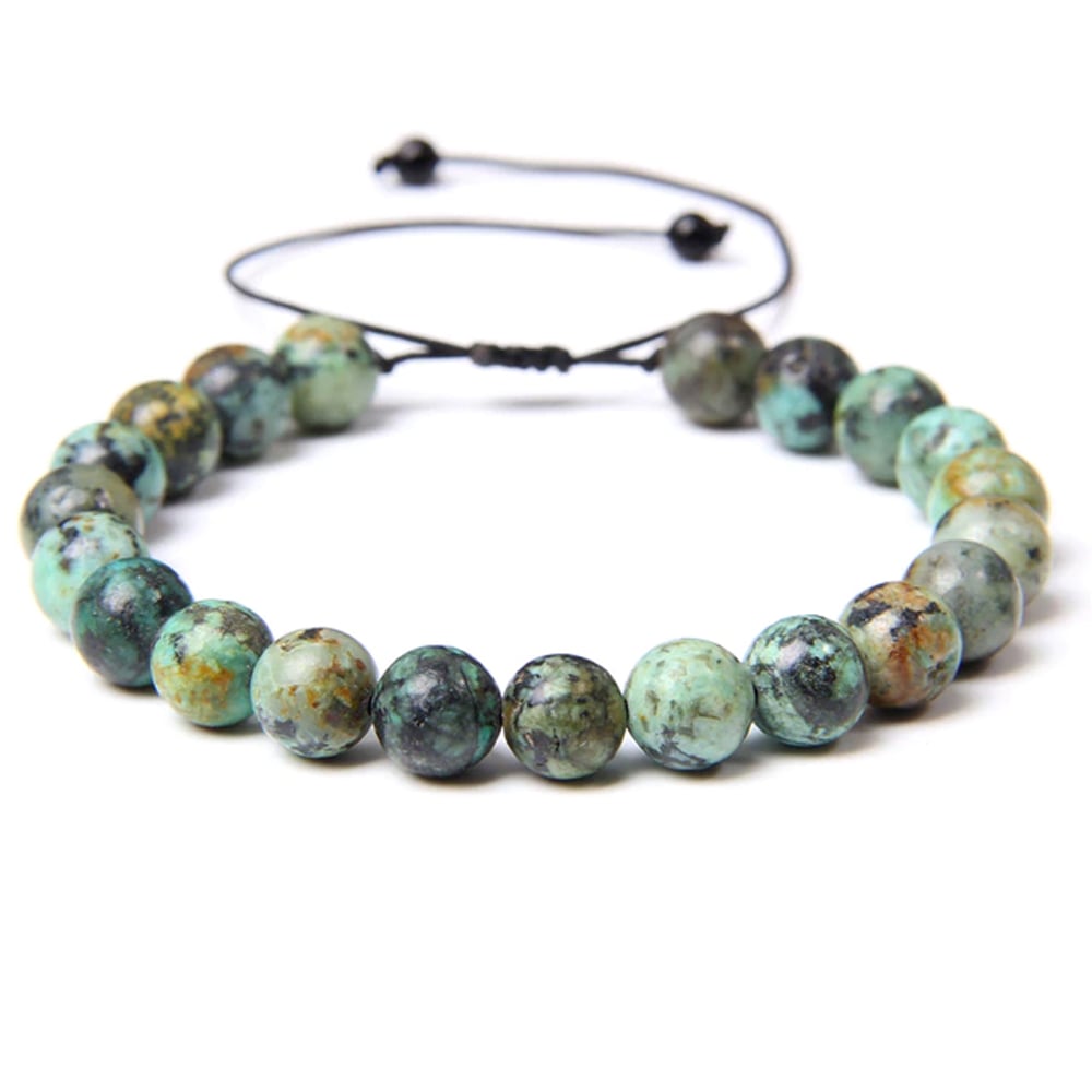Bracciale in crisocolla – Perle sferiche da 8 mm cordoncino regolabile
