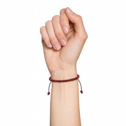 Bracciale in corniola – Perle sferiche da 4 mm cordoncino regolabile