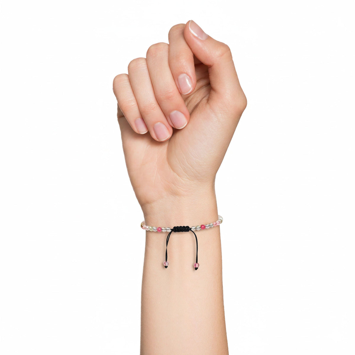 Bracciale in quarzo anguria – Perle sferiche da 4 mm cordoncino regolabile