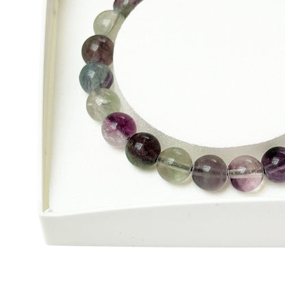 Bracciale in fluorite – Perle sferiche da 8 mm cordoncino regolabile