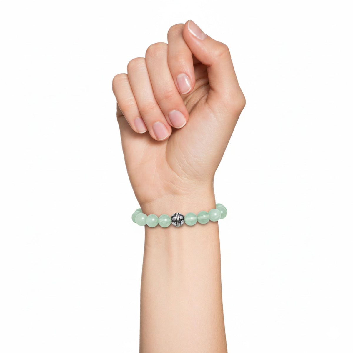 Bracciale in giada verde e sfera per lei