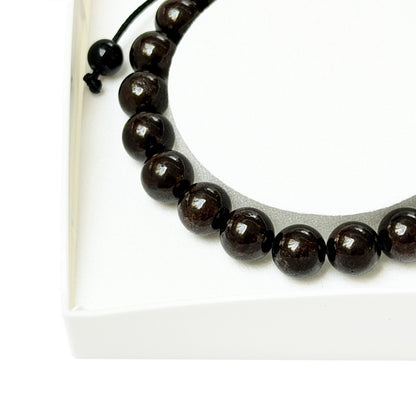 Bracciale in granato rosso – Perle sferiche da 8 mm cordoncino regolabile