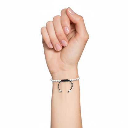 Bracciale in howlite – Perle sferiche da 4 mm cordoncino regolabile