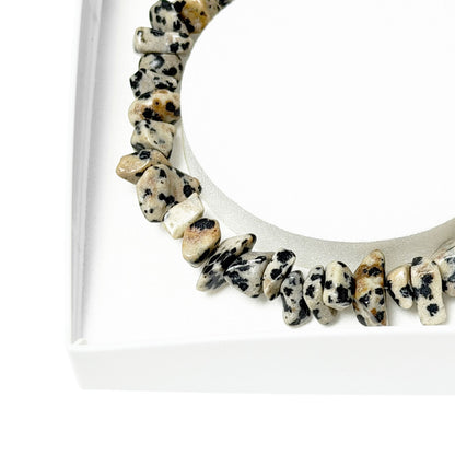 Bracciale in diaspro dalmata – Barocco con chiusura – da 19 a 23 cm