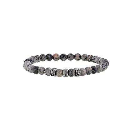 Bracciale in diaspro grigio per lui – Ref. F01-622
