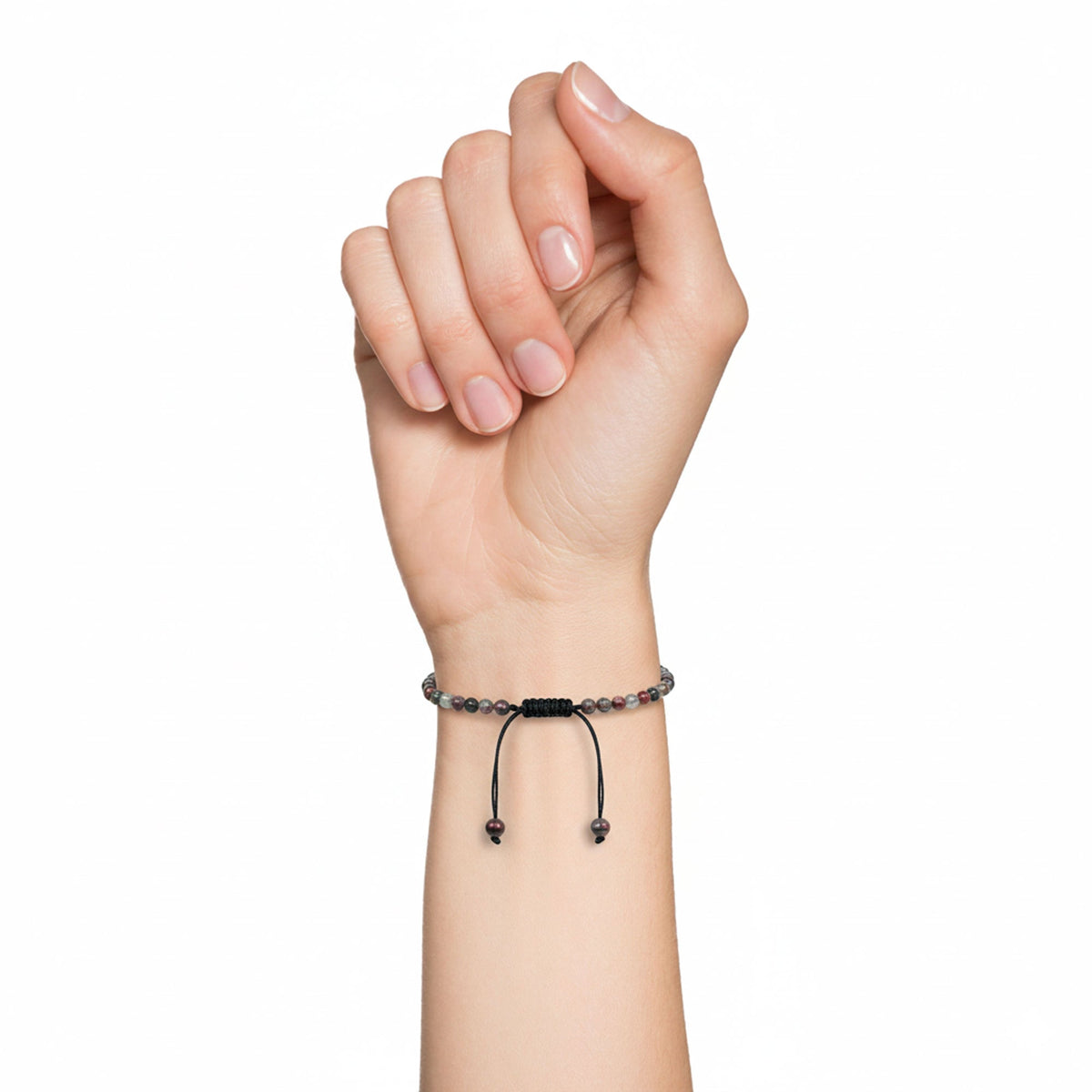Bracciale in diaspro eliotropio – Perle sferiche da 4 mm cordoncino regolabile