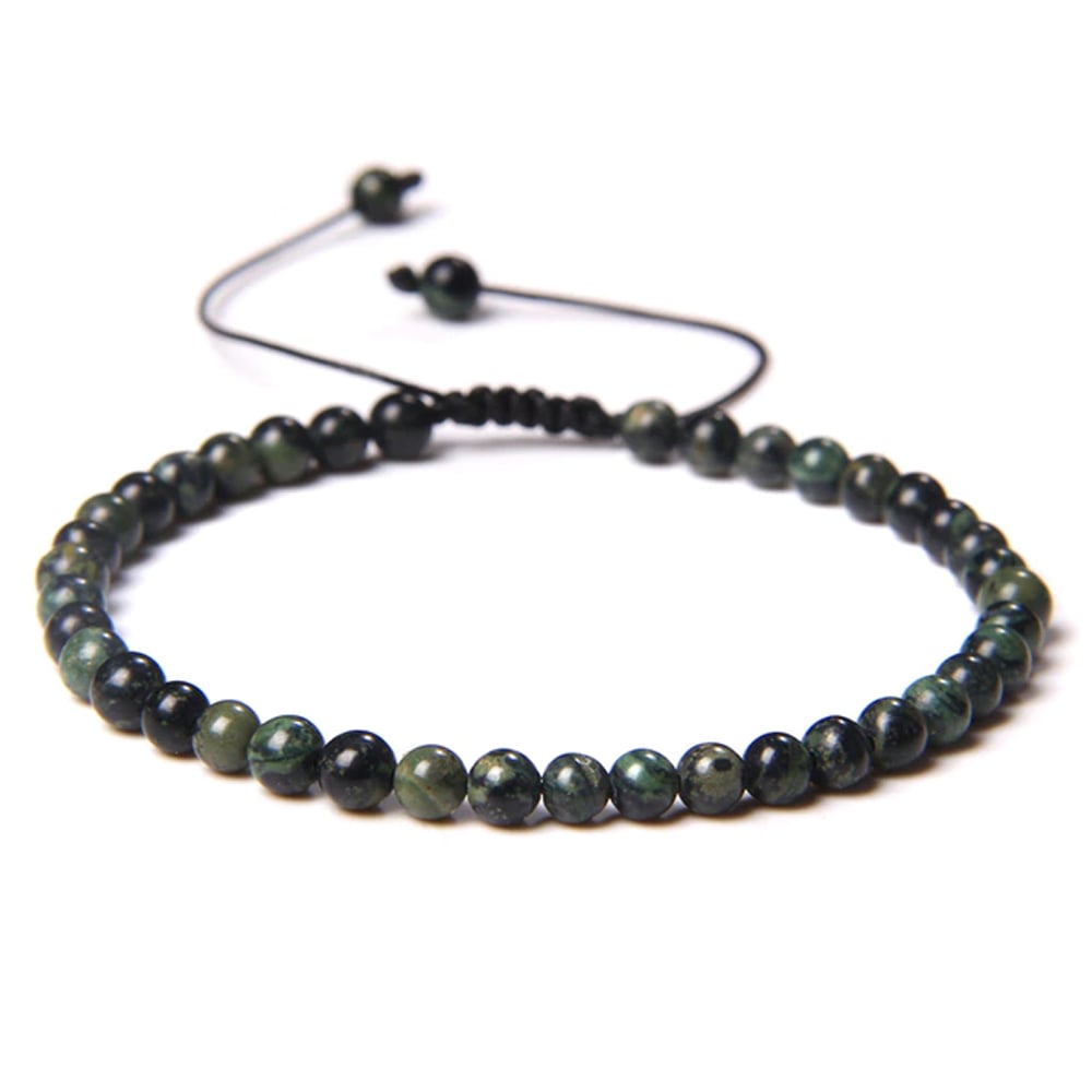 Bracciale in diaspro kambamba – Perle sferiche da 4 mm cordoncino regolabile
