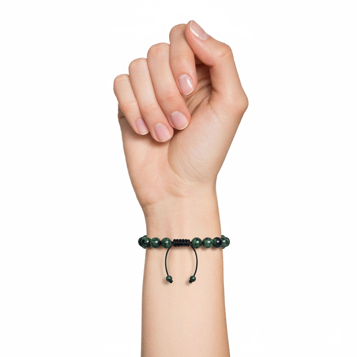 Bracciale in diaspro kambamba – Perle sferiche da 8 mm cordoncino regolabile