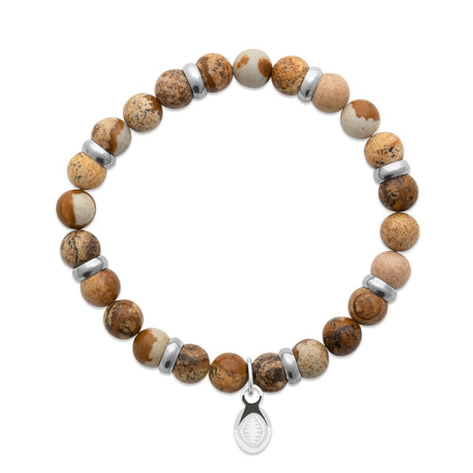 Bracciale in diaspro paesaggistico e anelli per lui