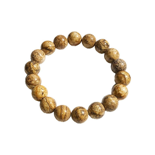 Bracciale in diaspro paesaggistico – Perle da 10 mm