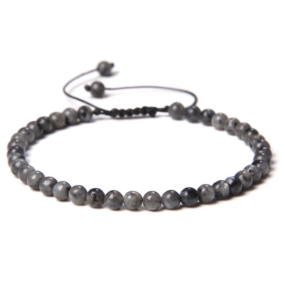 Bracciale in labradorite con inclusioni – Perle sferiche da 4 mm cordoncino regolabile