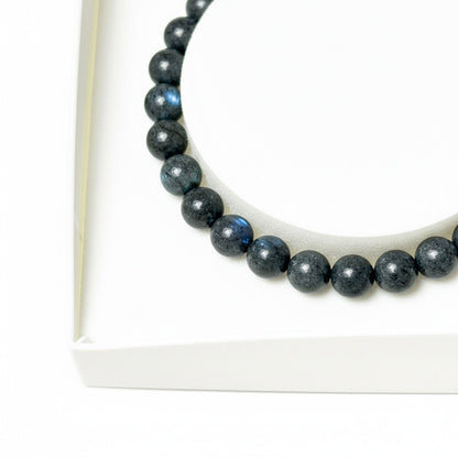 Bracciale in labradorite con inclusioni – Perle sferiche da 4 mm cordoncino regolabile