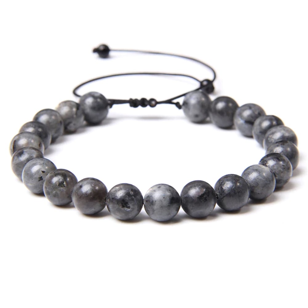 Bracciale in labradorite con inclusioni – Perle sferiche da 8 mm cordoncino regolabile