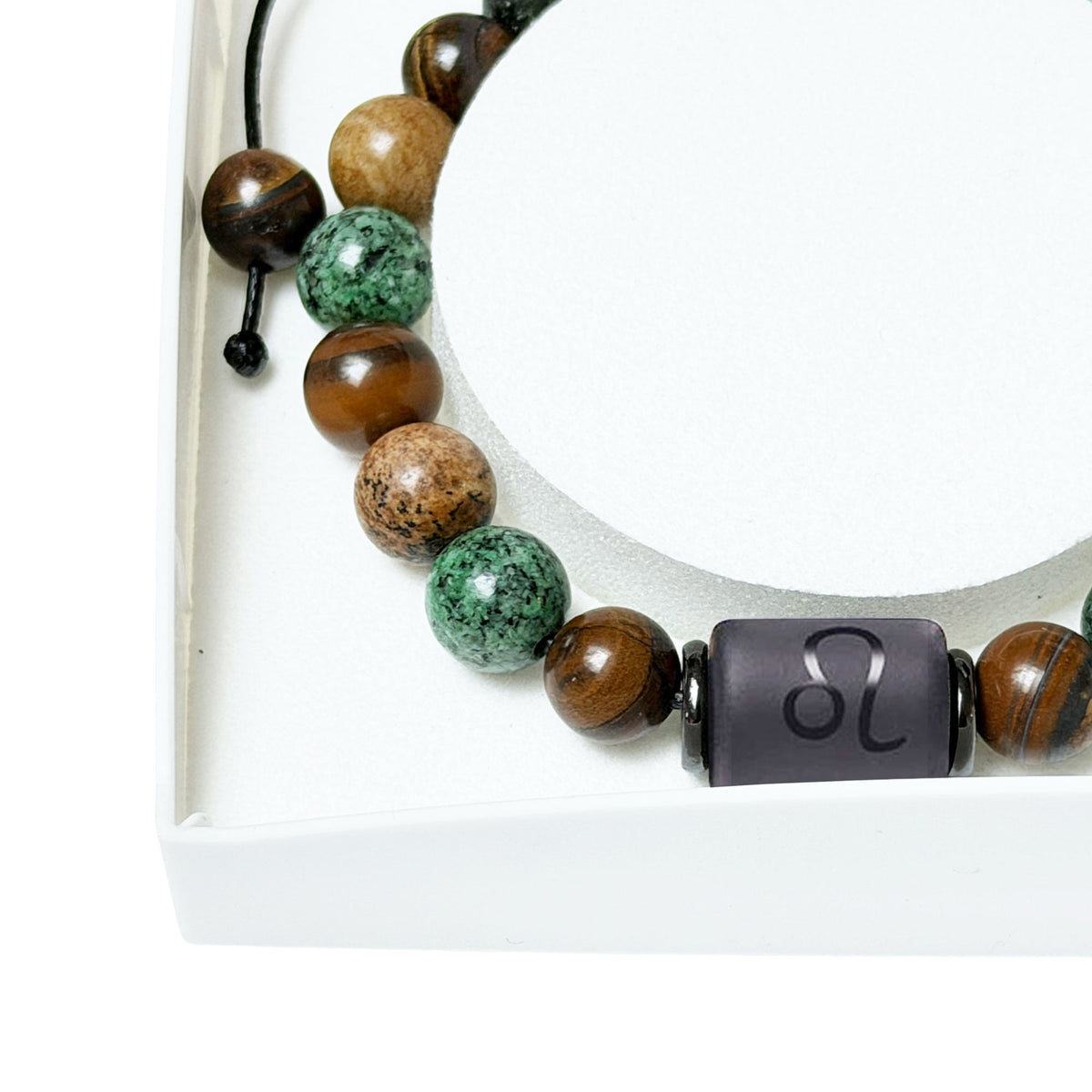 Bracciale Leone in diaspro – Occhio di tigre, turchese, Diaspro – cordoncino regolabile