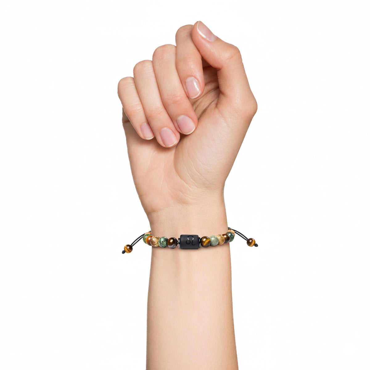 Bracciale Leone in diaspro – Occhio di tigre, turchese, Diaspro – cordoncino regolabile