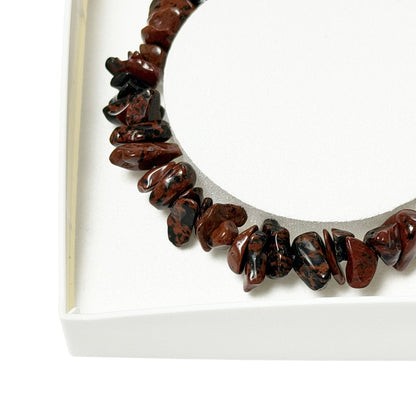 Bracciale in ossidiana mogano – Barocco con chiusura – da 19 a 23 cm