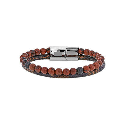 Bracciale in ossidiana mogano per lui – Ref. F01-595