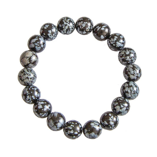 Bracciale in ossidiana neve – Perle da 10 mm