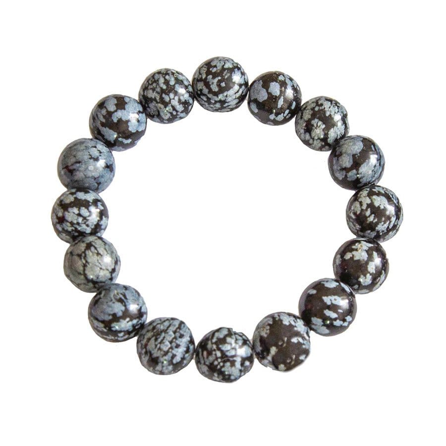Bracciale in ossidiana neve – Perle da 12 mm