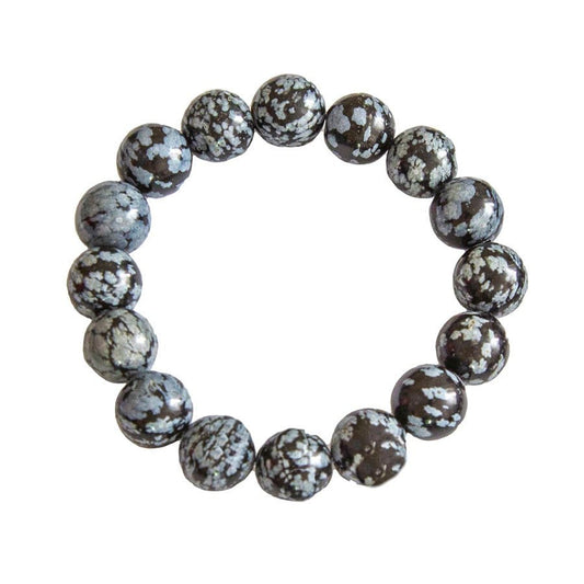 Bracciale in ossidiana neve – Perle da 12 mm