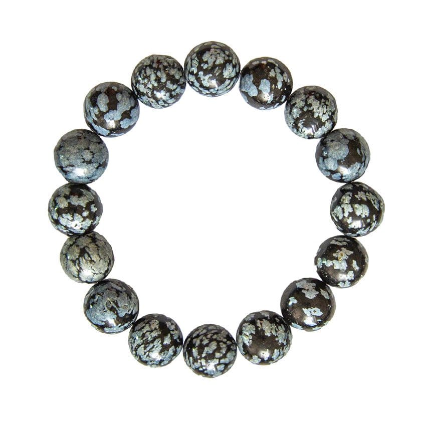 Bracciale in ossidiana neve – Perle da 12 mm