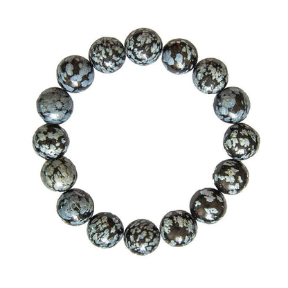 Bracciale in ossidiana neve – Perle da 12 mm