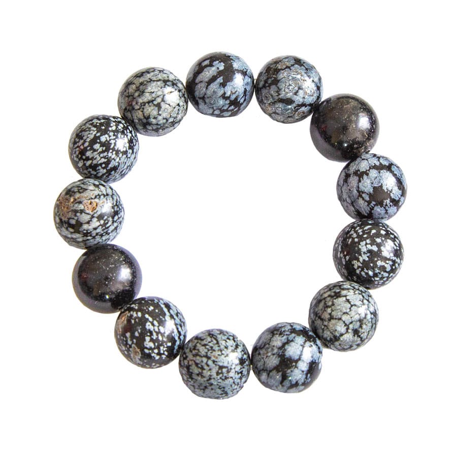 Bracciale in ossidiana neve – Perle da 14 mm