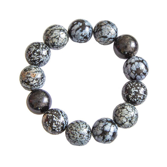 Bracciale in ossidiana neve – Perle da 14 mm