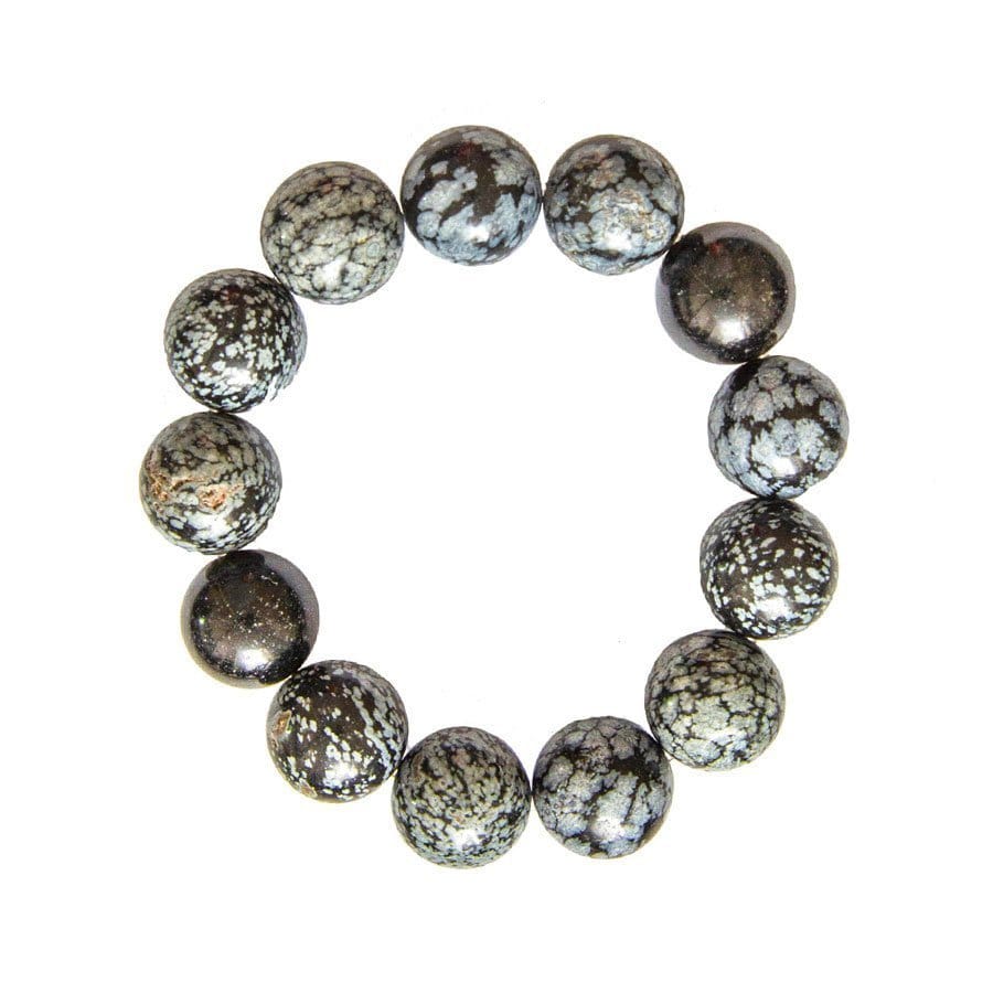 Bracciale in ossidiana neve – Perle da 14 mm
