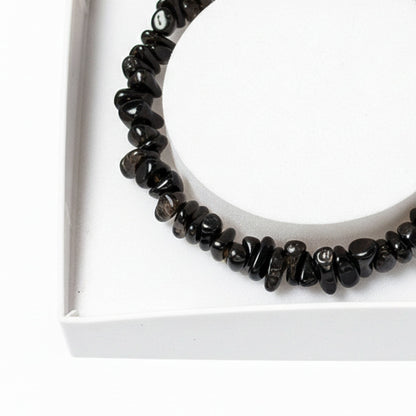 Bracciale in ossidiana nera – Barocco con chiusura – da 19 a 23 cm