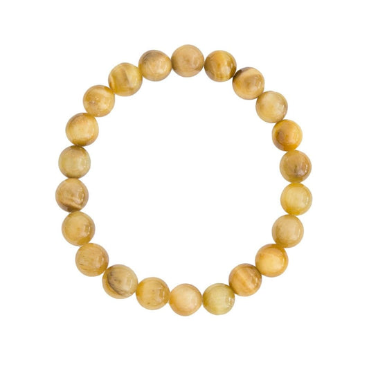 Bracciale in occhio di tigre dorato – Perle da 8 mm
