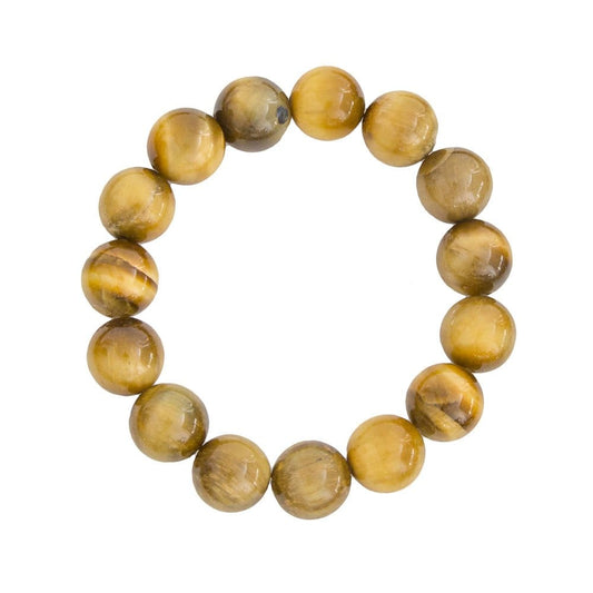 Bracciale in occhio di tigre dorato – Perle da 12 mm