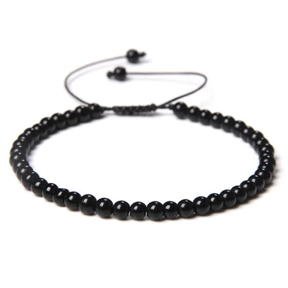 Bracciale in onice – Perle sferiche da 4 mm cordoncino regolabile