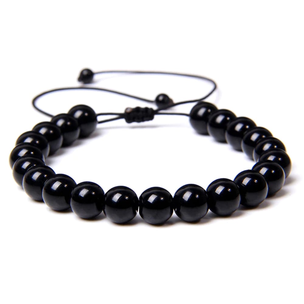 Bracciale in onice – Perle sferiche da 8 mm cordoncino regolabile