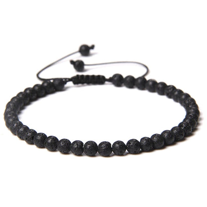 Bracciale in pietra lavica – Perle sferiche da 4 mm cordoncino regolabile