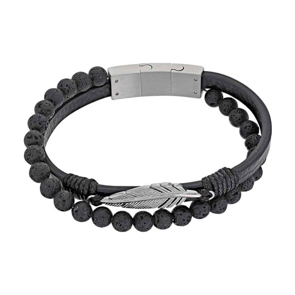 Bracciale in pietra lavica per lui – Ref. F01-0156
