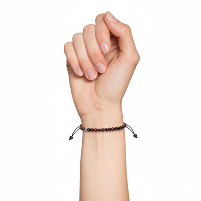 Bracciale in pietra di sangue – Perle sferiche da 4 mm cordoncino regolabile