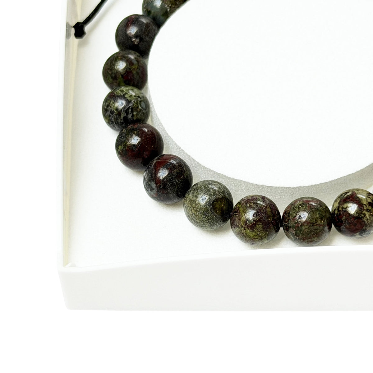 Bracciale in pietra di sangue – Perle sferiche da 8 mm cordoncino regolabile
