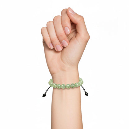 Bracciale in prehnite – Perle sferiche da 8 mm cordoncino regolabile