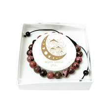 Bracciale in rodonite – Perle sferiche da 8 mm cordoncino regolabile
