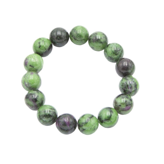 Bracciale in rubino su zoisite – Perle da 12 mm