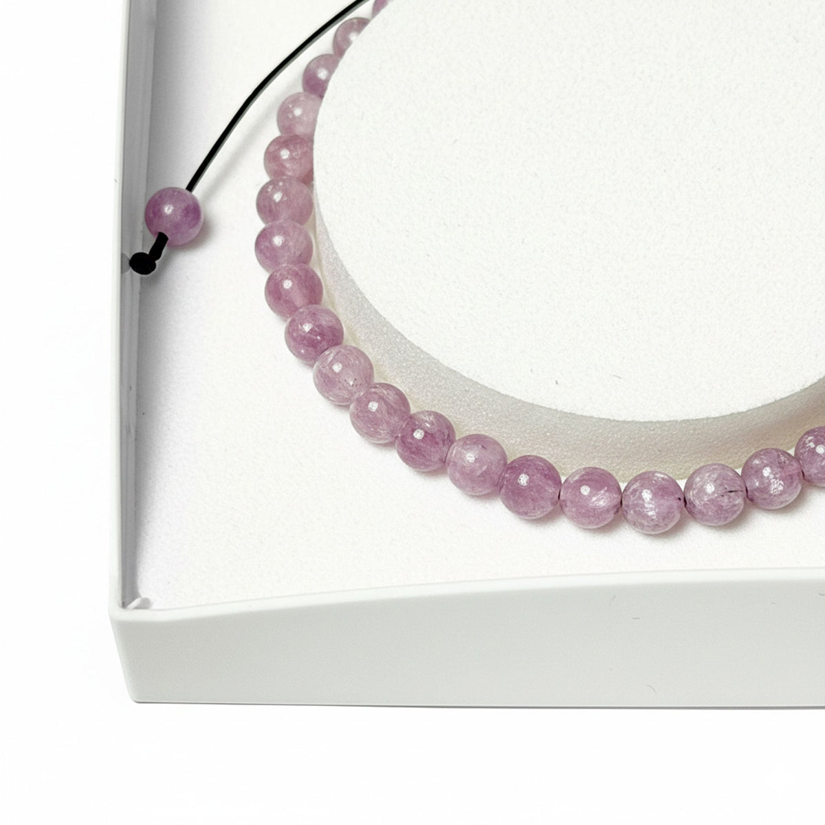 Bracciale in tormalina rosa – Perle sferiche da 4 mm cordoncino regolabile