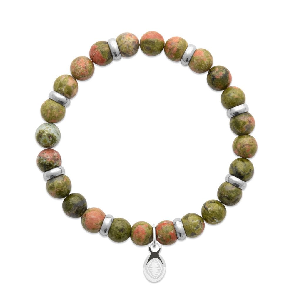Bracciale in unakite e anelli per lui
