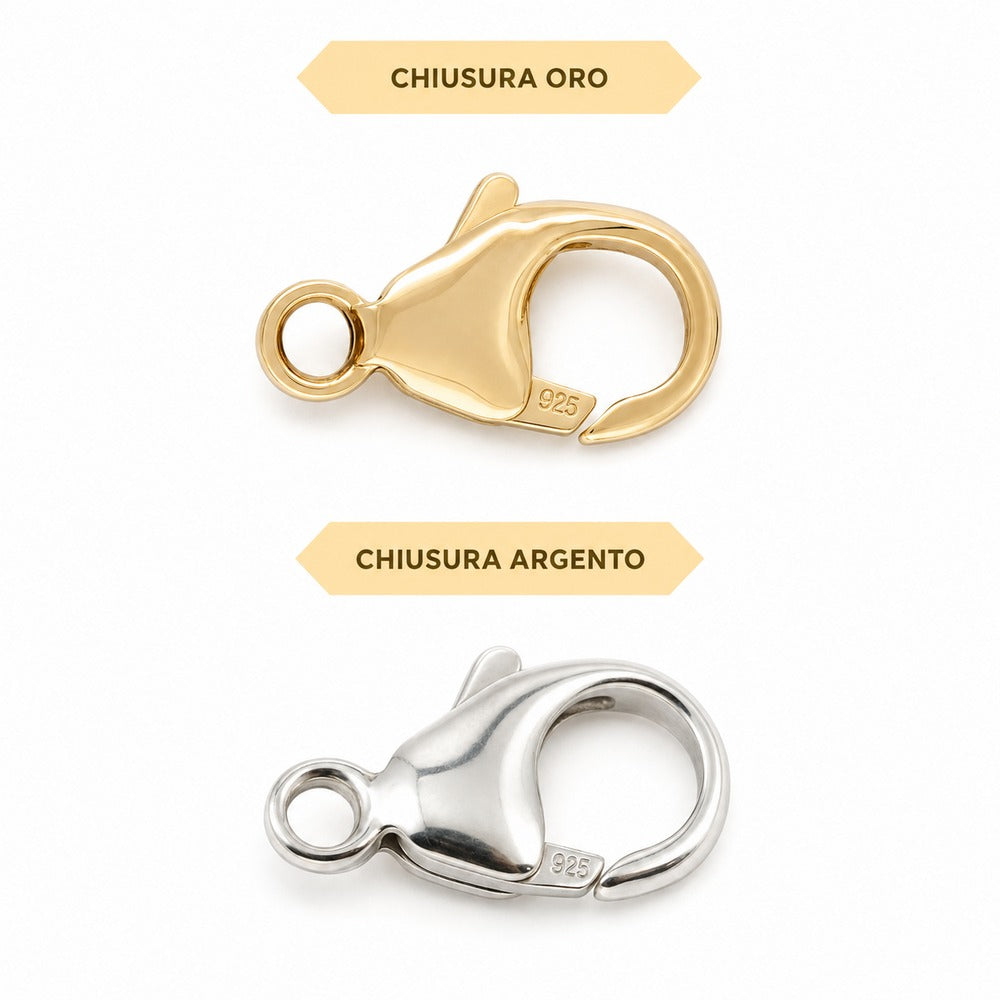 Le chiusure disponibili, in argento e in oro