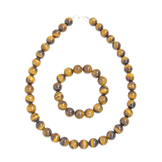 Parure in occhio di tigre – Perle sferiche da 12 mm