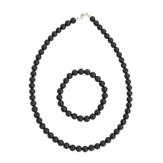 Parure in agata nera – Perle sferiche da 8 mm