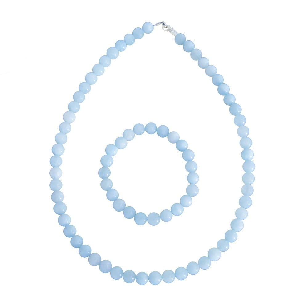 Parure in acquamarina – Perle sferiche da 8 mm