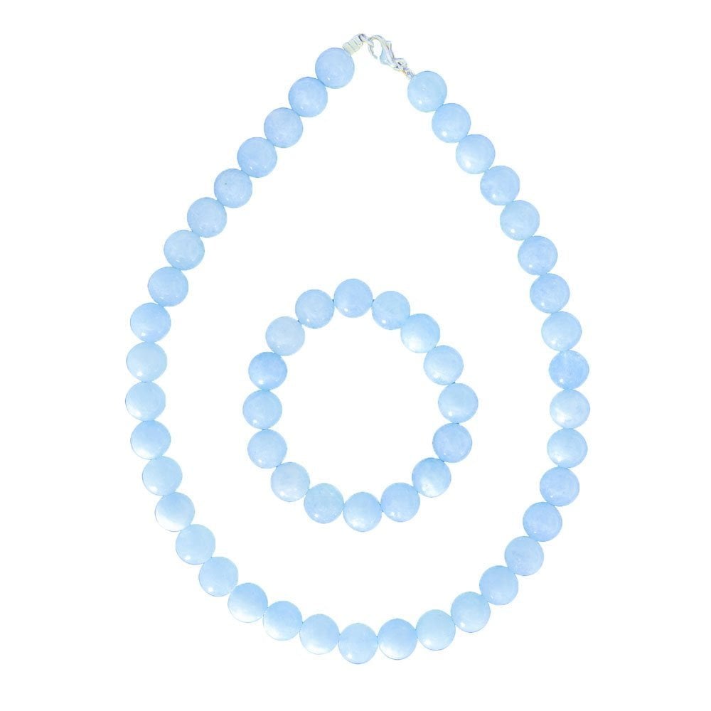 Parure in acquamarina – Perle sferiche da 12 mm