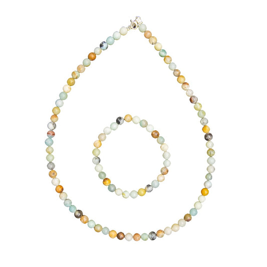 Parure in amazzonite multicolore – Perle sferiche da 6 mm