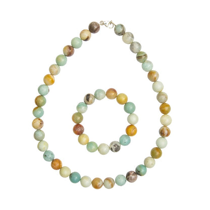 Parure in amazzonite multicolore – Perle sferiche da 12 mm